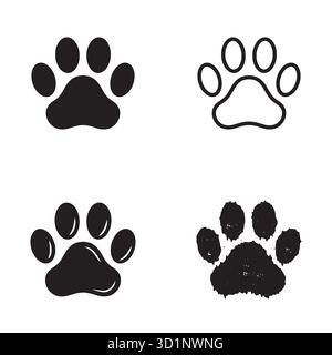 Informazioni sull'icona di stampa PAW Cat. Ingombro Cat in design di diverso stile, illustrazione vettoriale. Illustrazione Vettoriale