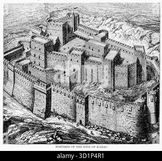 Fortezza dell'Amir di Karac [ Castello di Kerak, Giordania ] dal LIBRO XV. Le Crociate nel volume 12, della storia universale di Ridpath : un resoconto dell'origine, della condizione primitiva e dello sviluppo etnico delle grandi razze dell'umanità, e dei principali eventi nell'evoluzione e nel progresso della vita civile tra uomini e nazioni, da fonti recenti e autentiche con un'indagine preliminare sull'ora, il luogo e le modalità dell'inizio di Ridpath, John Clark, 1840-1900 pubblicato nel 1897 Foto Stock