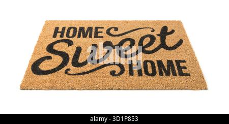 Home Sweet Home tappeto di benvenuto isolato su bianco Foto Stock