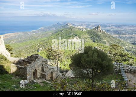 Kantara, Cipro - 29 giugno 2018: Il castello di Kantara, il castello più orientale dei tre castelli della catena montuosa Pentadaktylos nell'Ammochostos di Foto Stock