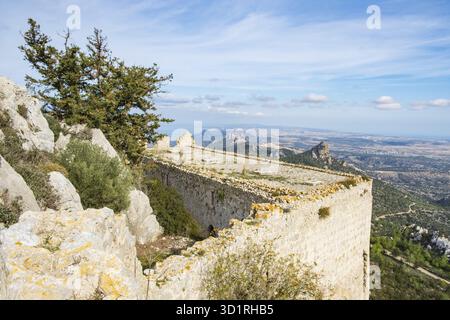 Kantara, Cipro - 29 giugno 2018: Il castello di Kantara, il castello più orientale dei tre castelli della catena montuosa Pentadaktylos nell'Ammochostos di Foto Stock