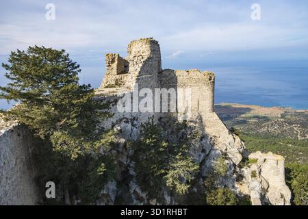 Kantara, Cipro - 29 giugno 2018: Il castello di Kantara, il castello più orientale dei tre castelli della catena montuosa Pentadaktylos nell'Ammochostos di Foto Stock