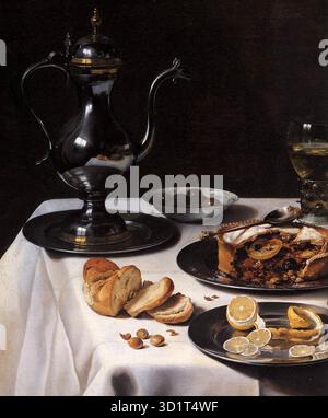CLAESZ., Pieter (nato CA. 1597, Steinfurt, d. 1661, Haarlem) natura morta con Turkey-Pie (Detail) 1627 Oil on Wood Rijksmuseum, Amsterdam --- parole chiave: --------------- Autore: CLAESZ., Pieter Title: Still-Life with Turkey-Pie (Detail) Time-line: 1601-1650 Scuola: Olandese Form: Painting Type: Still-Life Foto Stock