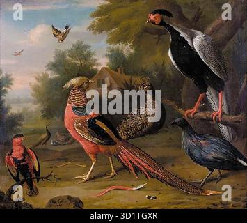 COLLINS, Charles (nato CA. 1680, Dublino, d. 1744, Londra) Exotic Pheasants and Other Birds 1740 olio su tela, 86 x 103 cm collezione privata l'influenza di Jacob Bogdany può essere vista in questa immagine. --- parole chiave: --------------- Autore: COLLINS, Charles titolo: Exotic Pheasants and Other Birds Time-line: 1701-1750 School: Irish Form: Painting Type: Still-Life Foto Stock