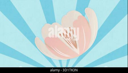 Fiori fluttuanti stilizzati sullo sfondo dell'arte digitale, con petali rosa crema e stami marroni Foto Stock