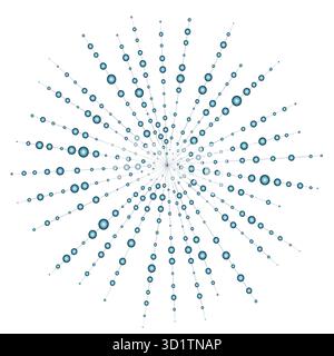 Grande fiocco di neve blu ornato su sfondo bianco. Elegante elemento decorativo per un'atmosfera invernale. Stella con raggi radialmente divergenti. Saluto di Natale Illustrazione Vettoriale