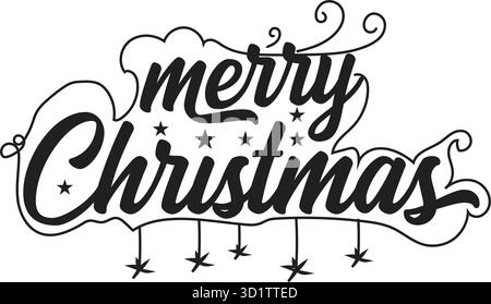 Saluto natalizio con alberi stilizzati, stelle rosse, fiocchi di neve e testo "buon Natale" su sfondo verde Illustrazione Vettoriale