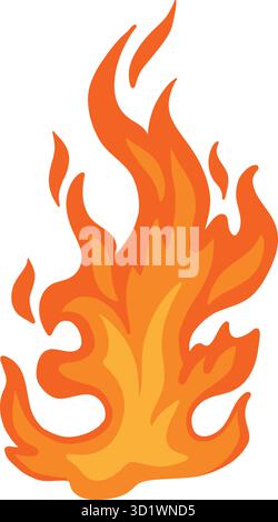 Fuoco dei cartoni animati. Fiamma di palle di fuoco infernali, fuoco da campo rosso e giallo, fuoco selvaggio e falò caldi, energia da fuoco. Fuoco infernale, icone brucianti vettore isolato. Fir Illustrazione Vettoriale