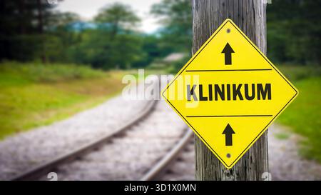 Segui le indicazioni per la Union Clinic - Bildmontage Foto Stock