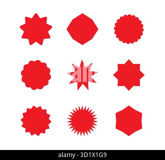 Icona dell'etichetta promozionale con etichetta rossa di vendita. Icona del badge promozionale Starburst con sconto vettoriale della collezione di adesivi sui prezzi Illustrazione Vettoriale