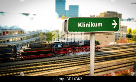 Segui le indicazioni per la Union Clinic - Bildmontage Foto Stock