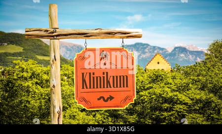 Segui le indicazioni per la Union Clinic - Bildmontage Foto Stock