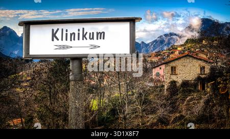 Segui le indicazioni per la Union Clinic - Bildmontage Foto Stock