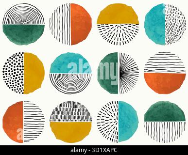 Motivo senza cuciture di Doodle Creative minimalista forma circolare astratta e Doodle Scribble Circle disegnato a mano. Elementi di progettazione o sfondo Illustrazione Vettoriale