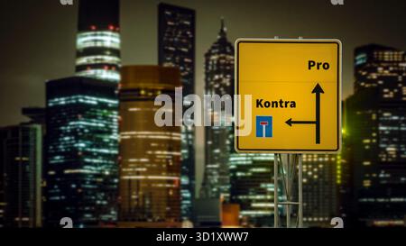 Indica la strada diretta verso i pro contro i contro Foto Stock