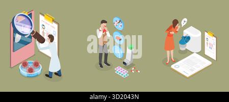 Illustrazione piatta isometrica 3D di asma, polmoni Healthcare illustrazione piatta isometrica 3D di asma, polmoni Healthcare Foto Stock