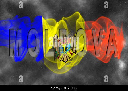 Moldova Flag con sfondo stellato Foto Stock