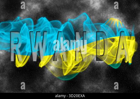 Bandiera del Ruanda con sfondo stellato Foto Stock