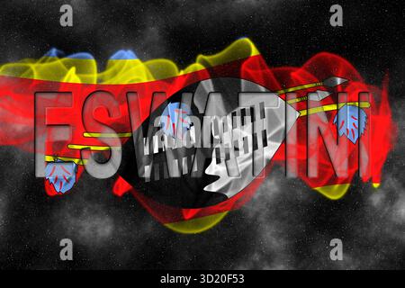Eswatini Flag con sfondo Starry Foto Stock