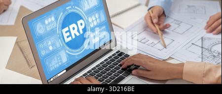 Software ERP per la pianificazione delle risorse aziendali per le aziende più agitate per pianificare la strategia di marketing Foto Stock