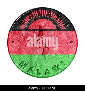 Pulsante bandiera Malawi con mappa Foto Stock