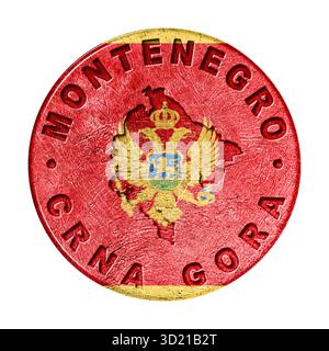 Pulsante bandiera Montenegro con mappa Foto Stock