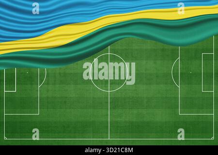 Bandiera del Ruanda sul campo da calcio Foto Stock