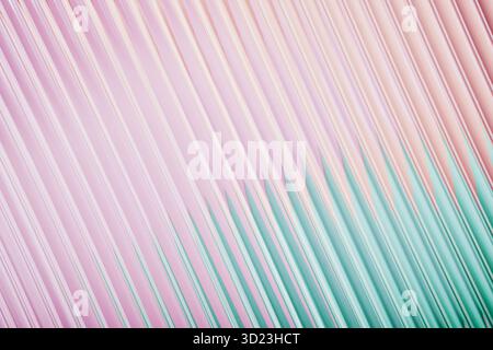 Vetro ondulato astratto a gradiente pastello con linee diagonali rosa e verde Foto Stock