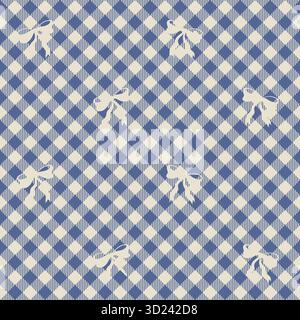 Plaid blu crema con motivo a nastro Illustrazione Vettoriale