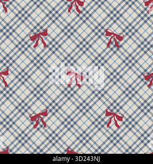 Plaid pied de poule con Red Bows Illustrazione Vettoriale