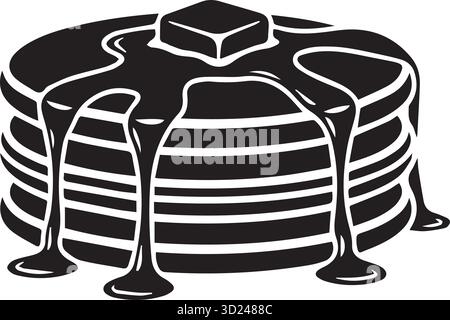 una silhouette vettoriale nera per pancake Illustrazione Vettoriale