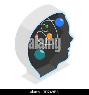 Illustrazione concettuale piatta isometrica 3D della diversità delle menti umane Foto Stock