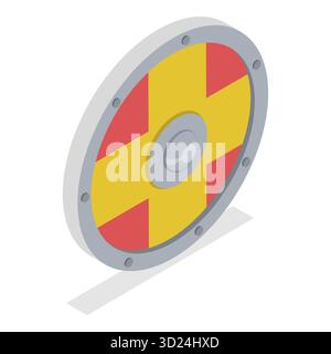 Set piatto isometrico 3D di Vikings Simbols, Scandinavian Warriors Equipment. Punto 7 Foto Stock