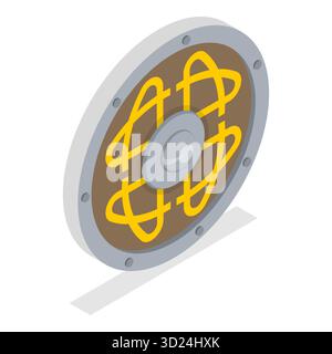 Set piatto isometrico 3D di Vikings Simbols, Scandinavian Warriors Equipment. Punto 6 Foto Stock