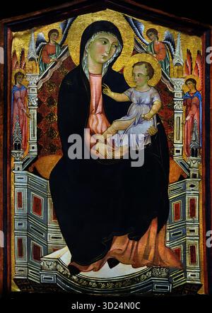 Madonna în trono col Bambino tra angeli - Madonna col Bambino in trono con angeli di Deodato Orlandi xiv secolo Italia Italiano Foto Stock