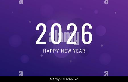 Saluto di Capodanno 2026 con luci bokeh viola Illustrazione Vettoriale