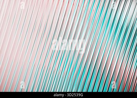 Vetro ondulato diagonale astratta con gradiente rosa e ciano Foto Stock