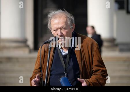 Co-fondatore ed editore del giornale record Gazeta Wyborcza, Adam Michnik è stato visto a Varsavia, in Polonia, il 23 marzo 2025. Foto Stock