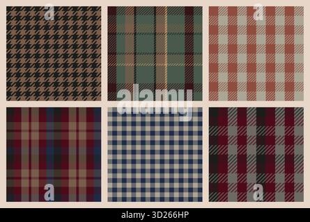 Bundle motivi senza cuciture tartan. Piastrelle retrò Illustrazione Vettoriale