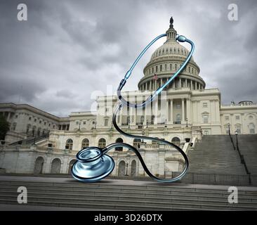 Governo DEGLI STATI UNITI sanità e Stati Uniti politica di assistenza sanitaria medica e dibattito su assicurazione sanitaria e assistenza a prezzi accessibili agire come medicare e medicaid Foto Stock