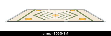 Tappeto con motivo geometrico oggetto cartoon 2D. Illustrazione Vettoriale
