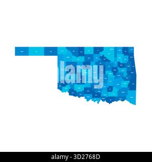 Oklahoma, OK - Mappa politica dettagliata dello stato degli Stati Uniti. Mappa amministrativa divisa in contee. Mappa blu con le etichette del nome della contea. Illustrazione vettoriale Illustrazione Vettoriale