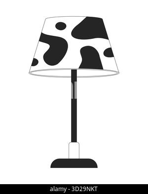 Lampada da tavolo con stampa a mucca con oggetto linea 2D in grassetto Illustrazione Vettoriale
