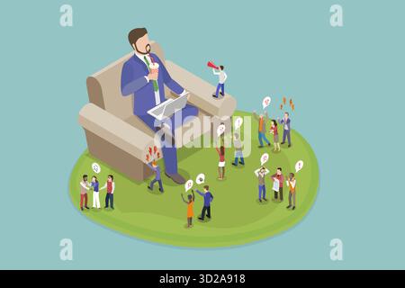 Illustrazione concettuale piatta isometrica 3D di Bossy Manager, linea di associazione dominante illustrazione concettuale piatta isometrica 3D di Bossy Manager, linea di associazione dominante Foto Stock