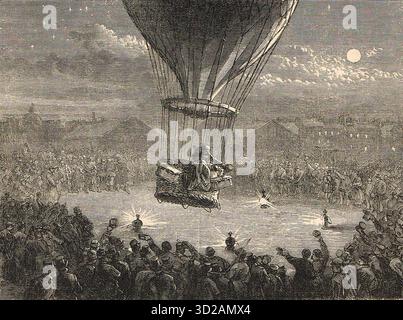 Mongolfiera a partire da Parigi, durante l'assedio di Parigi (1870-1871), durante la guerra franco-prussiana Foto Stock