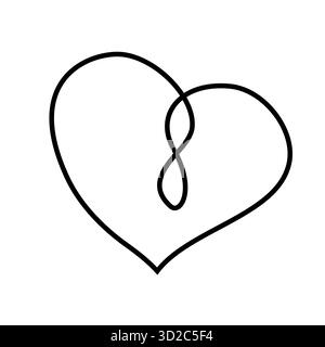 Icona cuore infinito. Amore per sempre vettoriale. Elemento simbolo romantico. Disegno a linea continua. Illustrazione Vettoriale