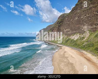 Vista della costa nepalese su Kauai da Polihale Beach Foto Stock