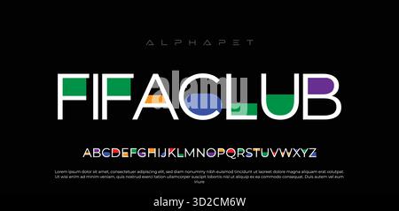 FIFACLUB Modern Bold Sans Serif font maiuscolo/minuscolo tipografia per sport, moda, tecnologia, digitale Illustrazione Vettoriale