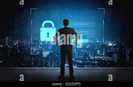 Un'interfaccia utente per un portale di accesso sicuro. La schermata richiede un nome utente e una password per l'autenticazione, fornendo l'accesso a uno o più account privati Foto Stock