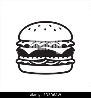 Semplice icona hamburger per i menu Food, Fast Food e Restaurant Illustrazione Vettoriale
